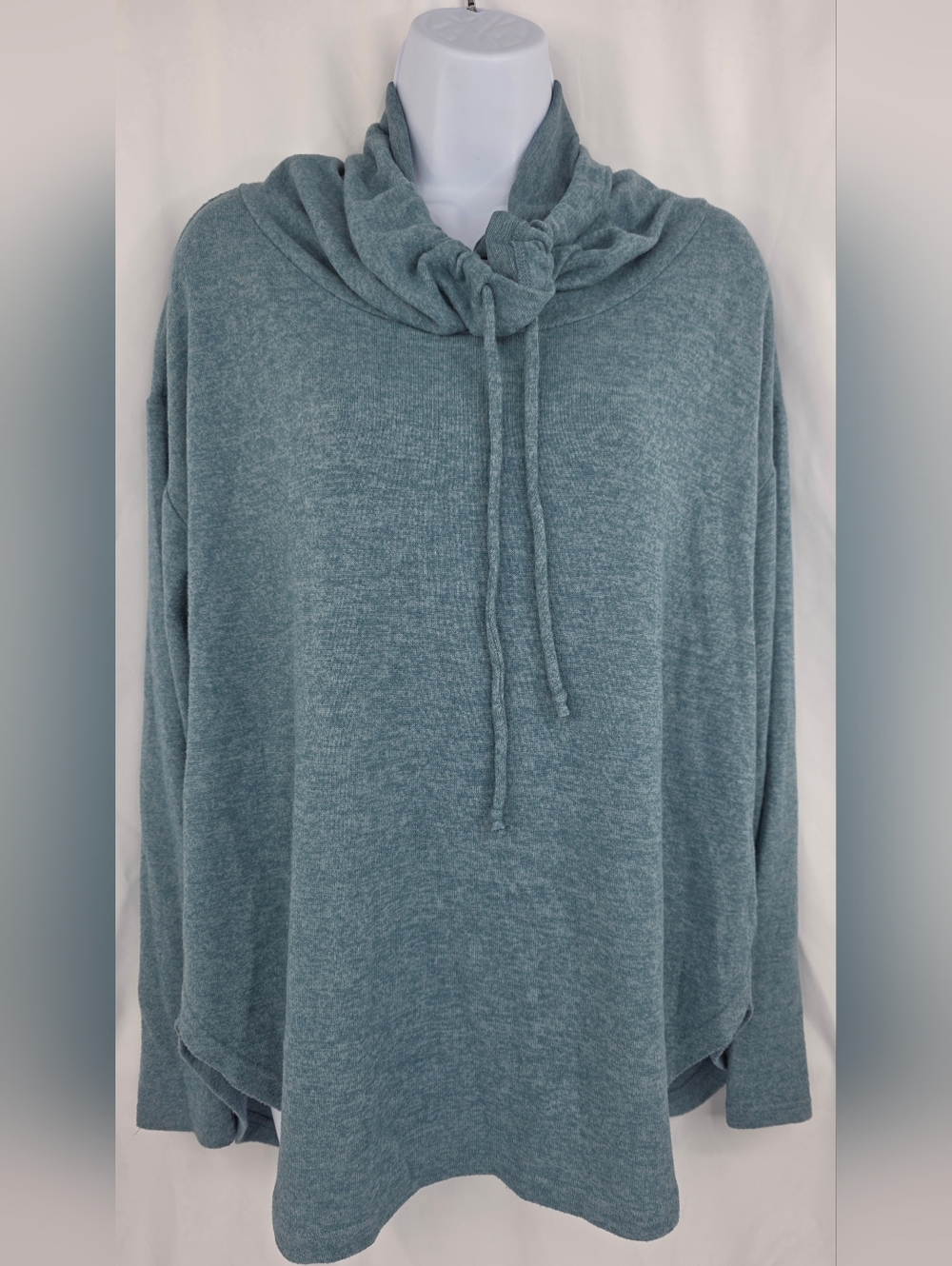 PrAna Women's Cozy Yoga Cowl Neck Pullover Sweater Blue Size Large Ai-3489